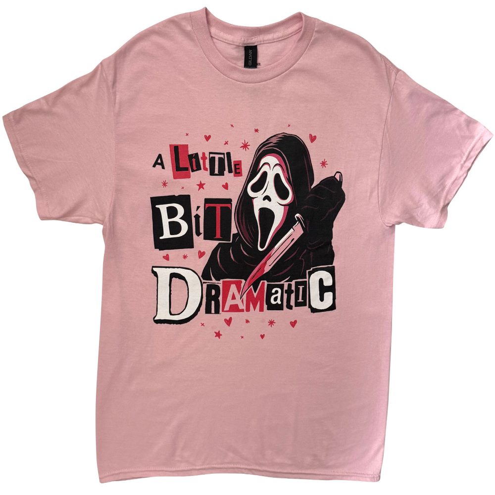 Scream Ghostface - A Little Bit Dramatic Mens Tshirt - Pink